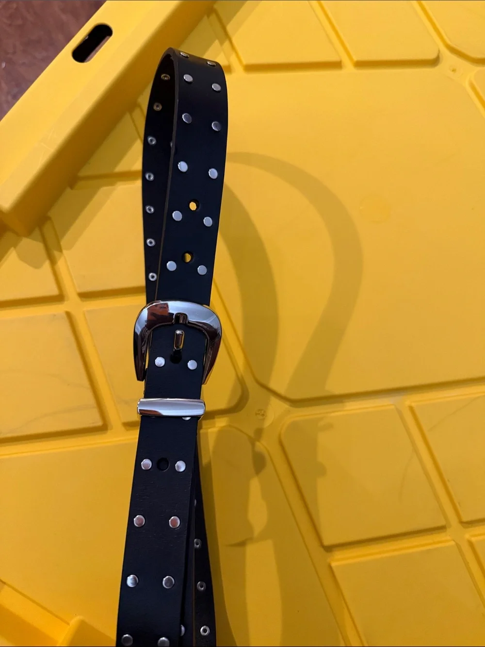 Black Studded Women’s Belt with Silver Buckle